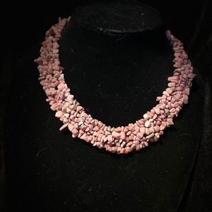 Tumbled pink stone choker necklace